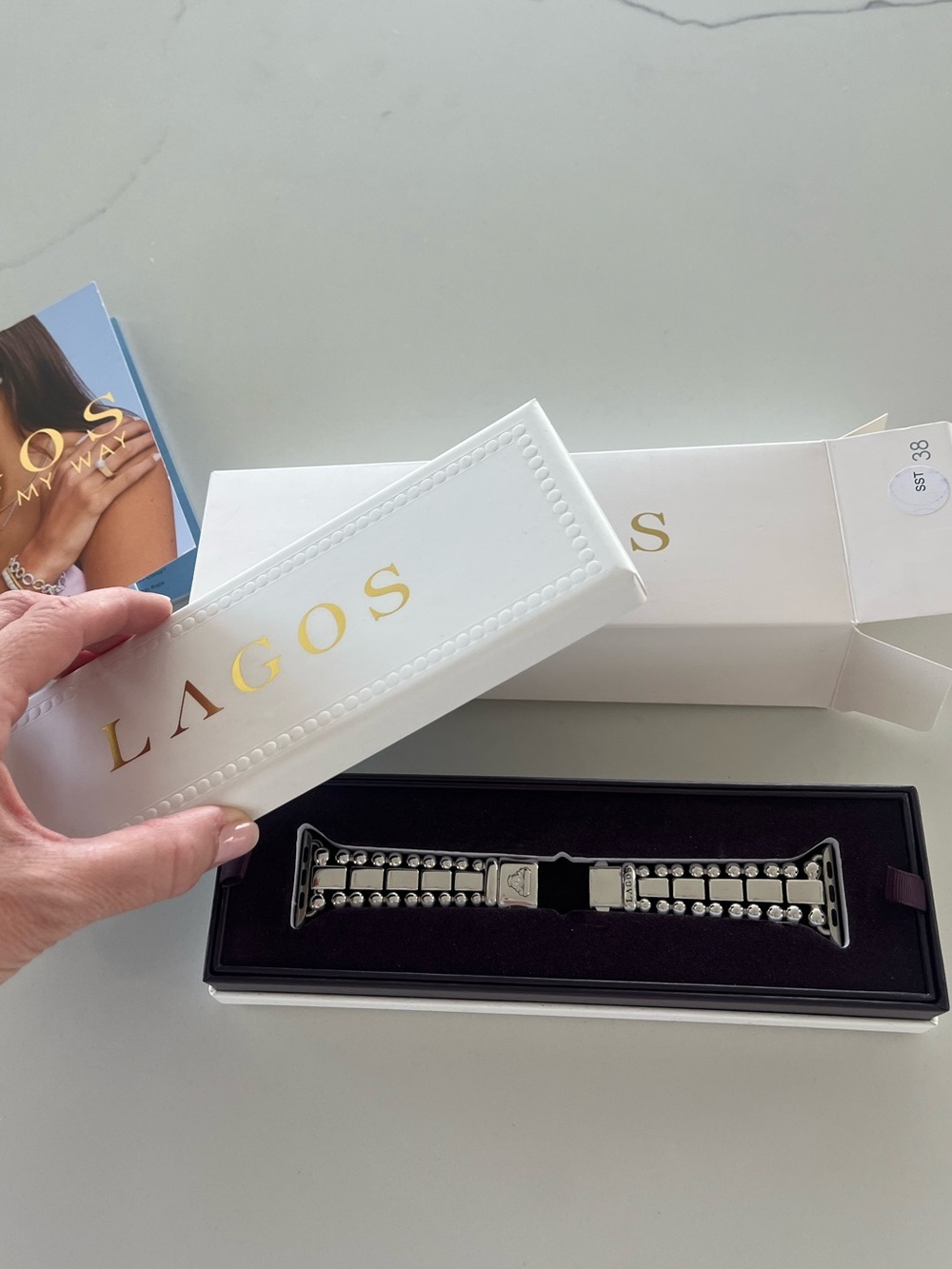 LAGOS Smart Caviar Stainless Steel Apple Watch Band Bracelet 38mm Sz 7 Like New - Picture 7 of 9